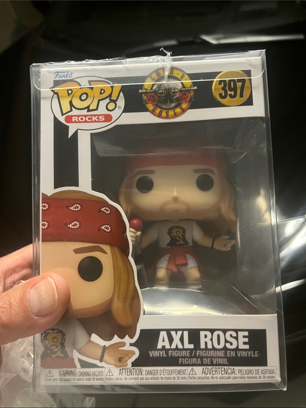 Funko Pop! Rocks Axl Rose Figure - Red Bandana, Blonde Hair, small damage to box